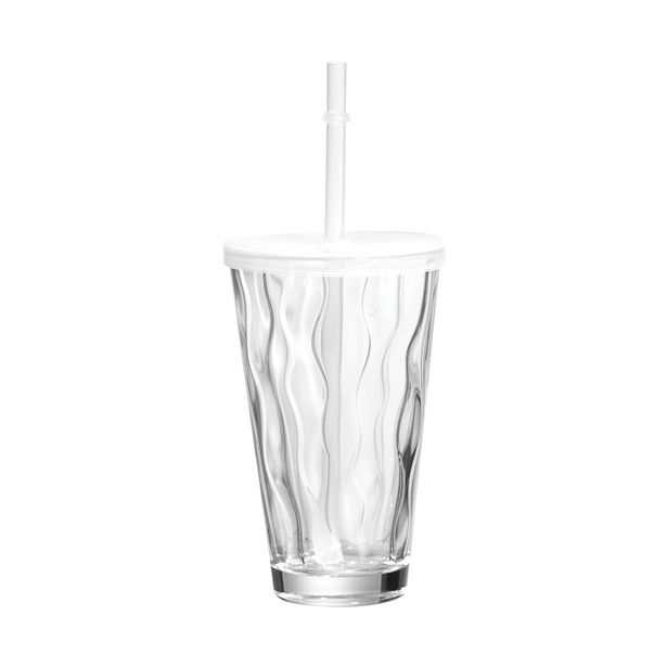 KOZAREC ZA DRUGE PIJAČE 330 ML S POKROVOM IN SLAMICO STRIPES