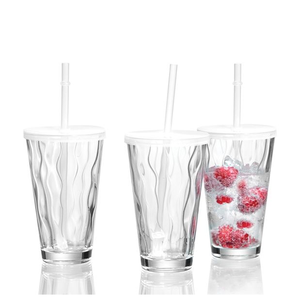 KOZAREC ZA DRUGE PIJAČE 330 ML S POKROVOM IN SLAMICO STRIPES