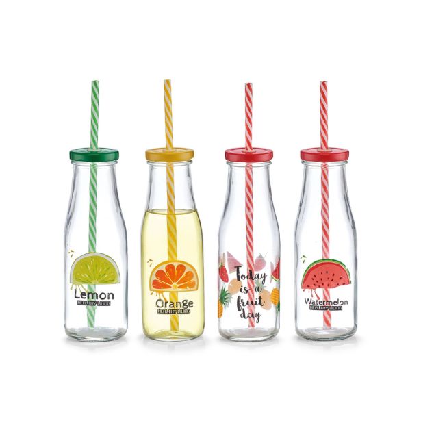 KOZAREC ZA DRUGE PIJAČE ZELLER PRESENT 400 ML S SLAMICO IN POKROVOM SADJE