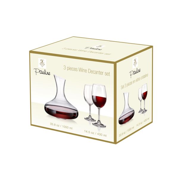 KOZAREC ZA VINO 3 DELNI SET ZA VINO 1DEKANTER+2 KOZARCA 430ML