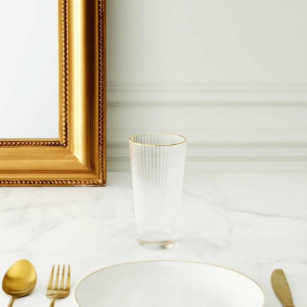 KOZAREC ZA VODO/SOK HOME DECO 400 ML VISOKI REBRAST S POZLAČENIM ROBOM