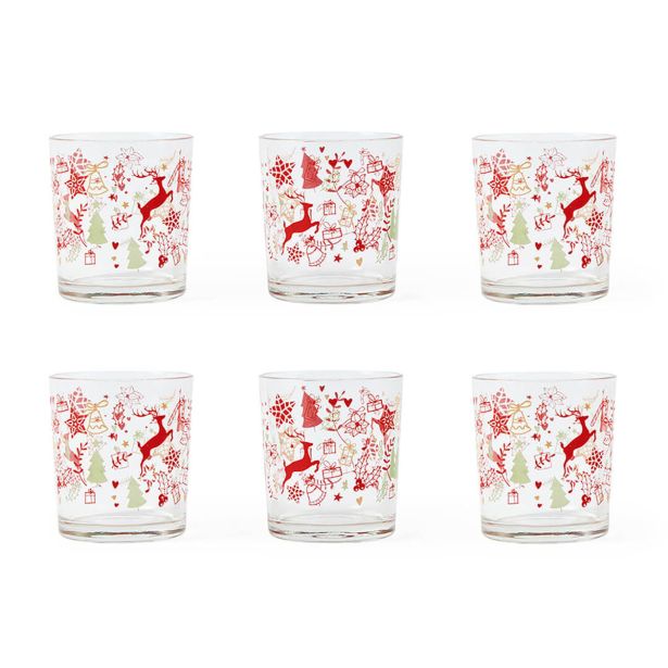 KOZAREC ZA VODO/SOK MHOME 265 ML KOMPLET 6 BOŽIČNIH KOZARCEV IZ STEKLA