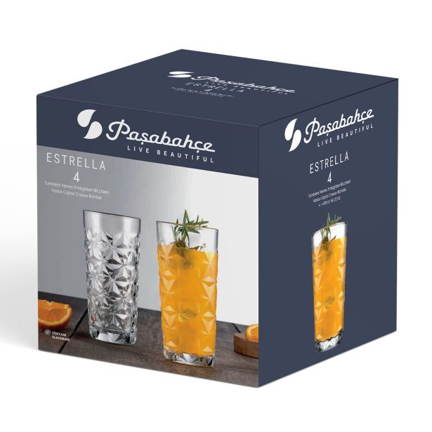 KOZAREC ZA VODO/SOK PASABAHCE 490 ML ESTRELLA 4/1 LONG DRINK