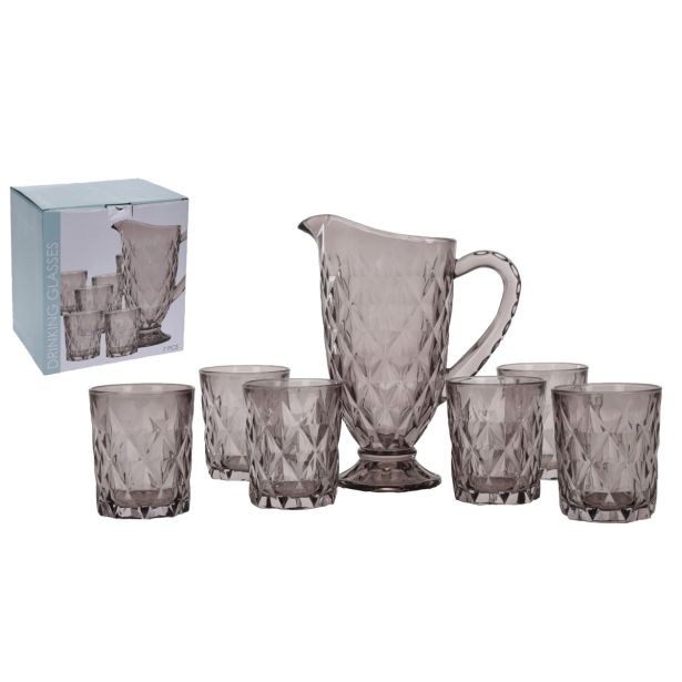 KOZAREC ZA VODO/SOK EH SET 6 KOZARCEV IN VRČ SIVE BARVE