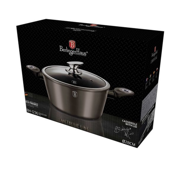 KOZICA BERLINGER HAUS 28 CM METALLIC LINE S STEKLENIM POKROVOM