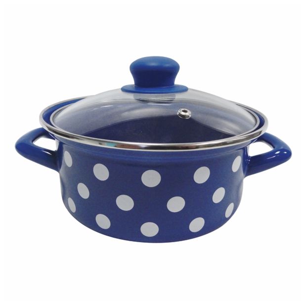 KOZICA EMO 22 CM 4 L NIZKA POLKA MODRA STEKLEN POKROV