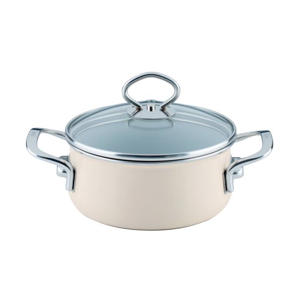 LONEC / KOZICA RIESS KOZICA 1 L 16 CM NIZKA S STEKL. POKROVOM AVORIO