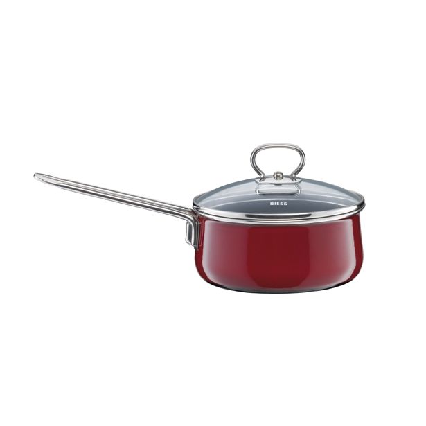 KOZICA RIESS 16 CM 1 L ROSSO DOLG ROČ S STEKLENIM POKROVOM