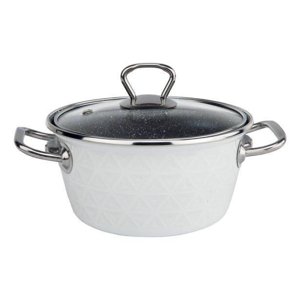 KOZICA SVENS' 16 CM 1.3 L BELA 3D S STEKLENIM POKROVOM