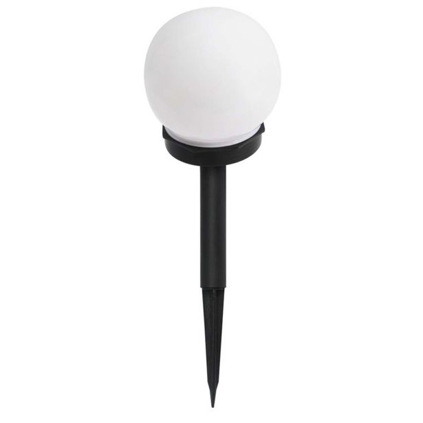 SOLARNA VRTNA SVETILKA FEROTEHNA KROGLA BELA FI 100MM, H=340MM