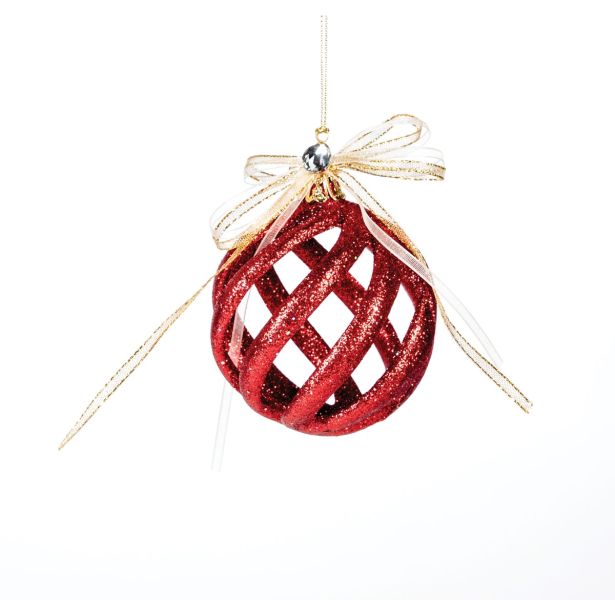 OKRASEK ZA JELKO GLOSSTYLE KROGLA RDEČA S PENTLJO 7X10 CM SORTIRANO