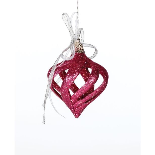 OKRASEK ZA JELKO GLOSSTYLE KROGLA ROZA S PENTLJO 7X10 CM SORTIRANO