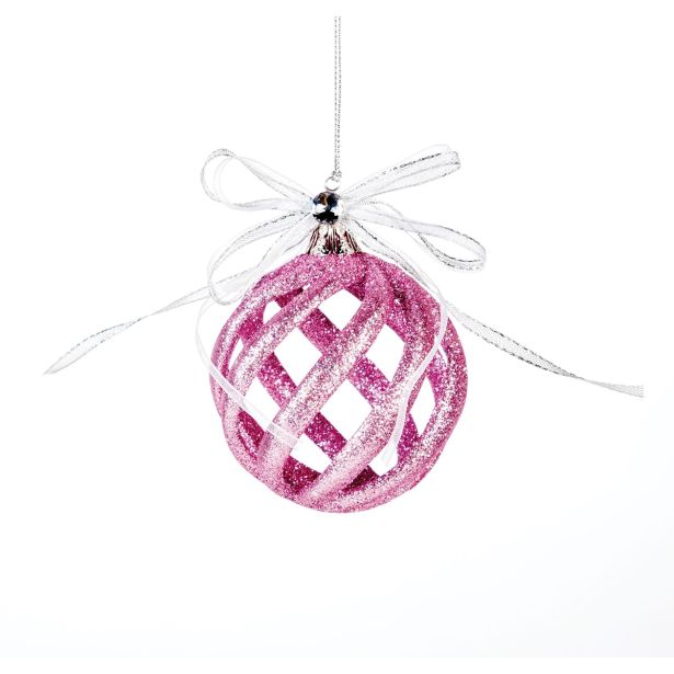 OKRASEK ZA JELKO GLOSSTYLE KROGLA ROZA S PENTLJO 7X10 CM SORTIRANO