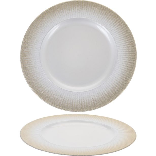 DEKORACIJA KOOPMAN KROŽNIK FI 33 CM Z ZLATIMI BLEŠČICAMI