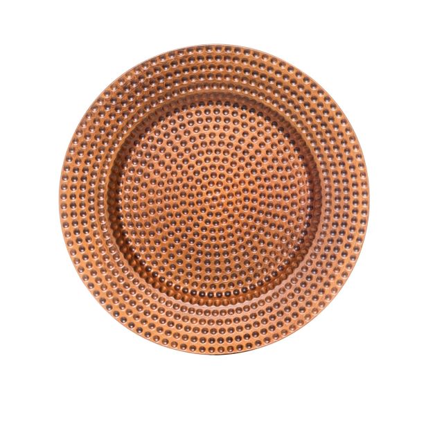 DEKORACIJA GLOSSTYLE KROŽNIK RJAVI FI 33 CM UMETNA MASA S PIKAMI