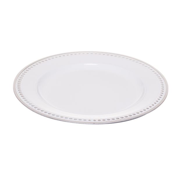 DEKORACIJA GLOSSTYLE KROŽNIK ZLATO BELI FI 33 CM UMETNA MASA