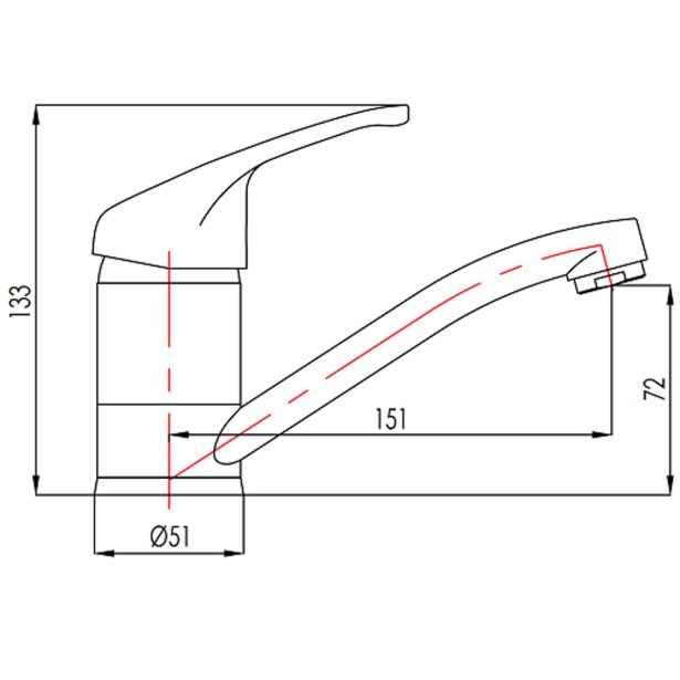 KUHINJSKA PIPA BLITZ K 611 POMIVALNO KORITI S KRATKIM IZLIVOM