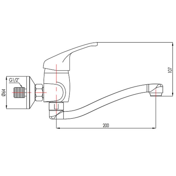 KUHINJSKA PIPA BLITZ 615 POMIVALNO KORITO ZIDNA , L= 200 MM