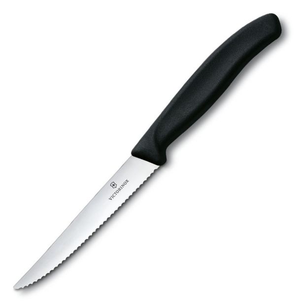 KUHINJSKI NOŽ SWIBO STEAK/PICA NAZOBČAN 11CM 6.7233.20, ČRN