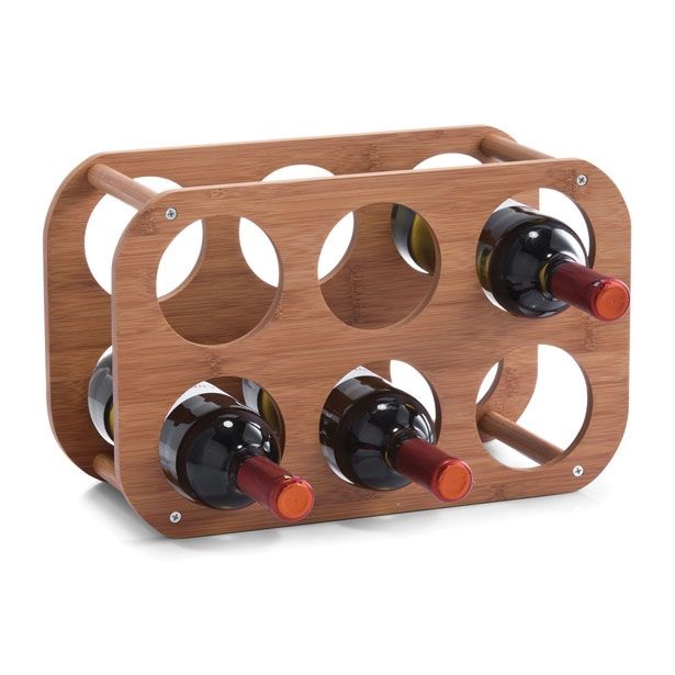 KUHINJSKO POLIČNO STOJALO ZELLER PRESENT REGAL ZA VINO BAMBUS 38X16X24 CM