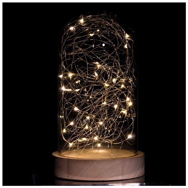 LUČKE MQ KUPOLA STEKLENA 22 CM 30 LED MINI TOPLO BELE