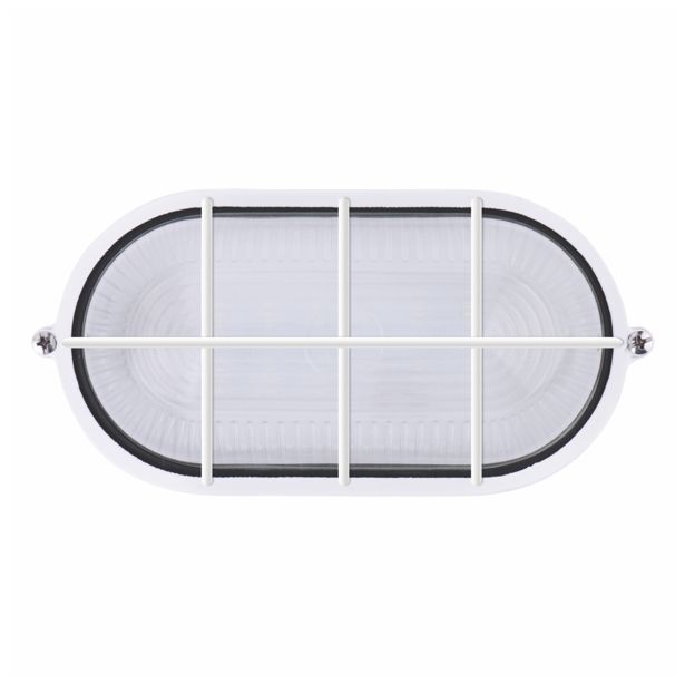 OVALNA LED LADIJSKA SVETILKA 6W LED DL V BELI BARVI S KOVINSKO MREŽO