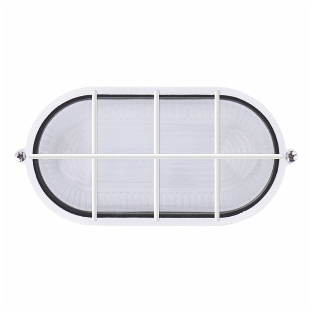 OVALNA LED LADIJSKA SVETILKA 12W LED DL V BELI BARVI S KOVINSKO MREŽO