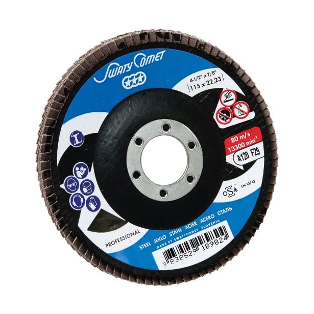 LAMELNI BRUSNI DISK POŠ. SWATYCOMET-P 115X22.23 MM K120 ZA KOVINO, LES