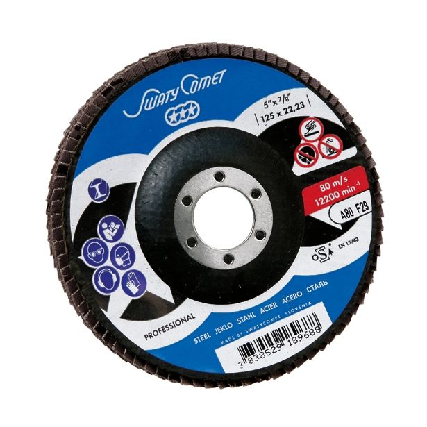 LAMELNI BRUSNI DISK POŠ. SWATYCOMET-P 125X22.23 MM K80 ZA KOVINO, LES