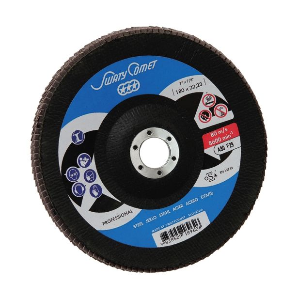 LAMELNI BRUSNI DISK POŠ. SWATYCOMET-P 180X22.23 MM K80 ZA KOVINO, LES