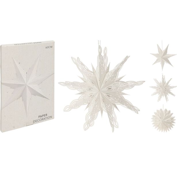 LAMPINJON EH PAPIRNATA DEKORACIJA, ZVEZDA, SORT., 60 CM