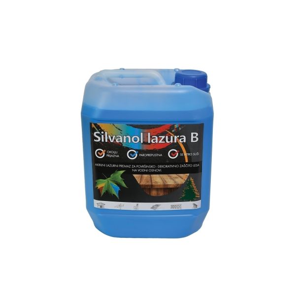 TANKOSLOJNI PREMAZ SILVANOL LAZURA B ŠT. 5 5 KG EBENOVINA ' ČRNA