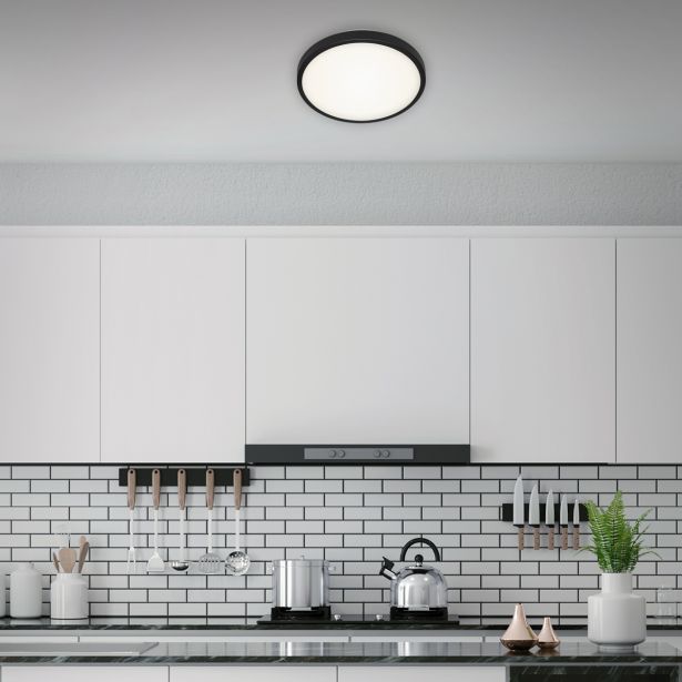 NADGRADNA STROP. SVETILKA BRILONER LED 12W, ČRN ROB FI=29CM