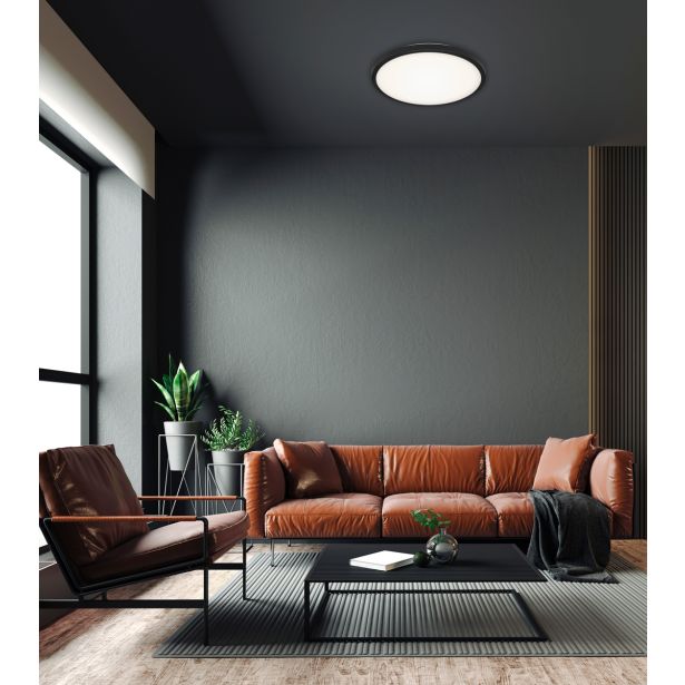 NADGRADNA STROP. SVETILKA BRILONER LED 12W, ČRN ROB FI=29CM