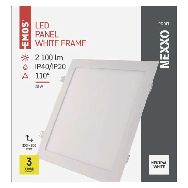 LED PANEL EMOS NEXXO 24W NW, BELI KVADRATNI VGRADNI