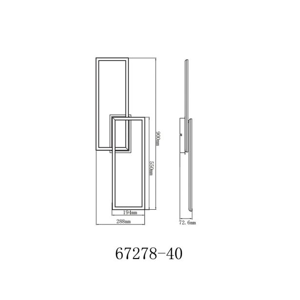 LED PANEL JEPP 40W 900X288X72MM ČRNI