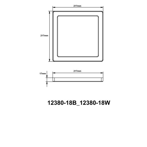 LED PANEL LASSE 18W KVADRATNI 217X217 MM ČRNI