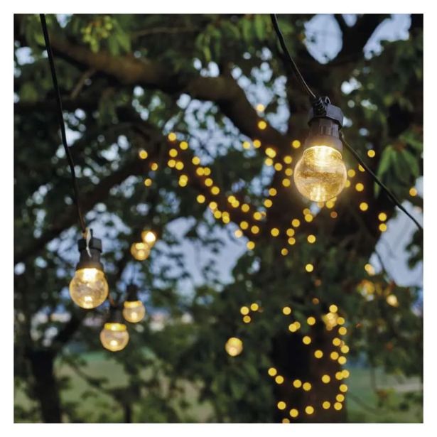 LED SVETLOBNA VERIGA ' 10X PARTY LUČKE PROZORNE, 5 M, ZUNANJA IN NOTRANJA, TOPLA BELA