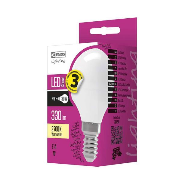 LED ŽARNICA E14 EMOS CLS MINI GL 4W WW