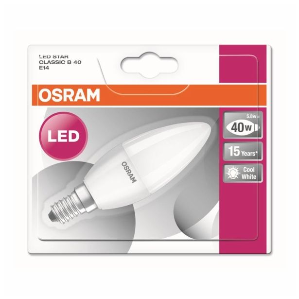 LED ŽARNICA E14 OSRAM ST CLB40 5W/840 FR 220-240V SVEČKA MAT BL/1
