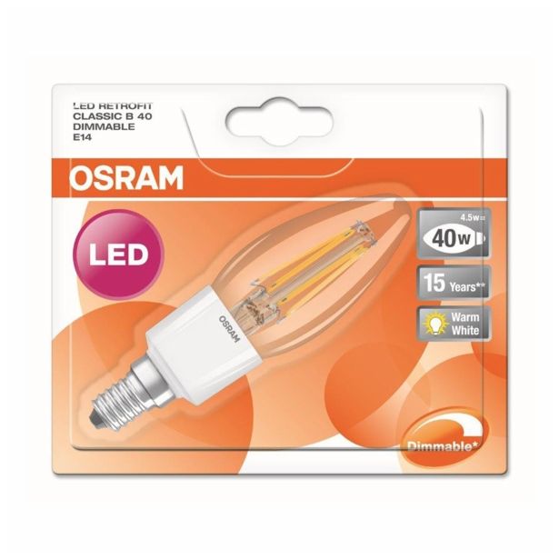 LED ŽARNICA E14 RETROFIT RF CLB40 4.5W/827 DIM 220-240V SVEČKA PROZORNA