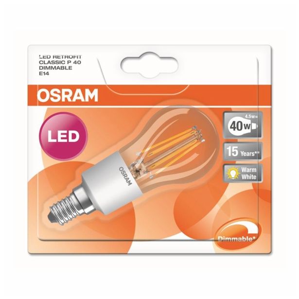 LED ŽARNICA E14 RETROFIT RF CLP40 4.5W/827 DIM 220-240V BUČKA PROZORNA