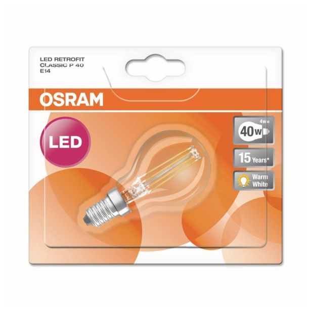 LED ŽARNICA E14 RETROFIT RF CLP40 4W/827 CL 220-240V BUČKA PROZORNA