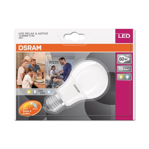 LED ŽARNICA E27 OSRAM ACTIVE&RELAX 8W/827 -840 220-240V BL/1