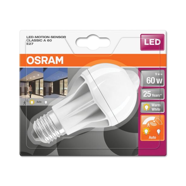 LED ŽARNICA E27 OSRAM CLA60 MSFR 9W/827 220-240V SENZOR MAT BL/1