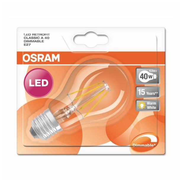 LED ŽARNICA E27 RETROFIT RF CLA40 4.5W/827 DIM 220-240V PROZORNA BL/1