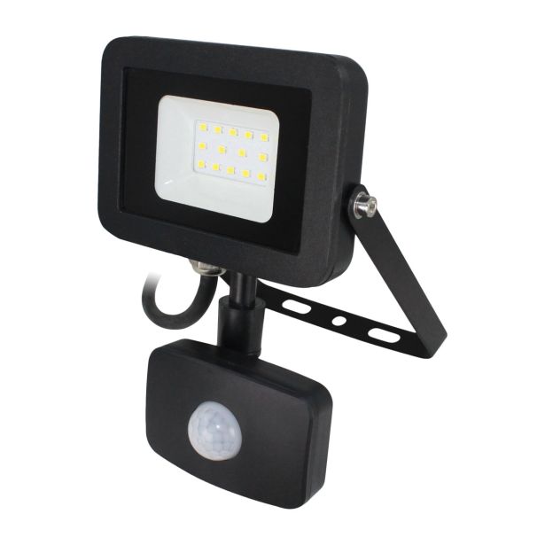 LED ZUNANJI REFLEKTOR COMMEL 10W PROFI LINE SMD ČRN S SENZORJEM