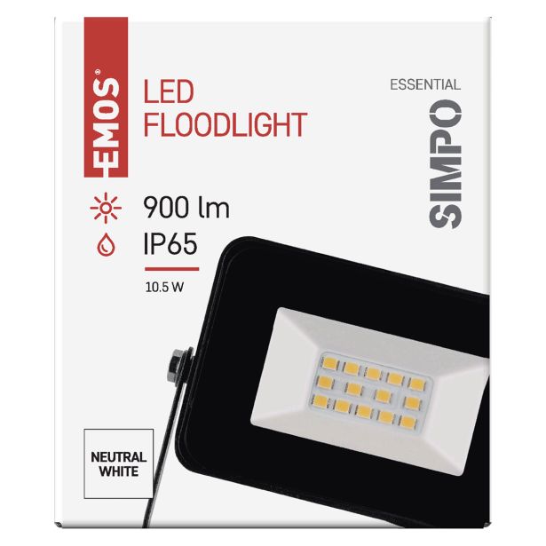 LED ZUNANJI REFLEKTOR EMOS 10.5W SIMPO, NW ČRNI