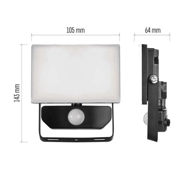 LED ZUNANJI REFLEKTOR TAMBO 10W 1000LM PIR