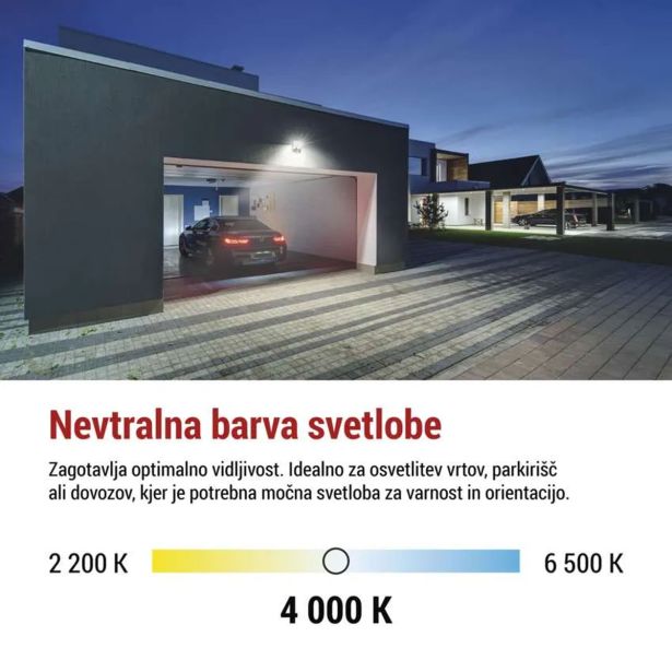 LED ZUNANJI REFLEKTOR TAMBO 10W 1000LM PIR